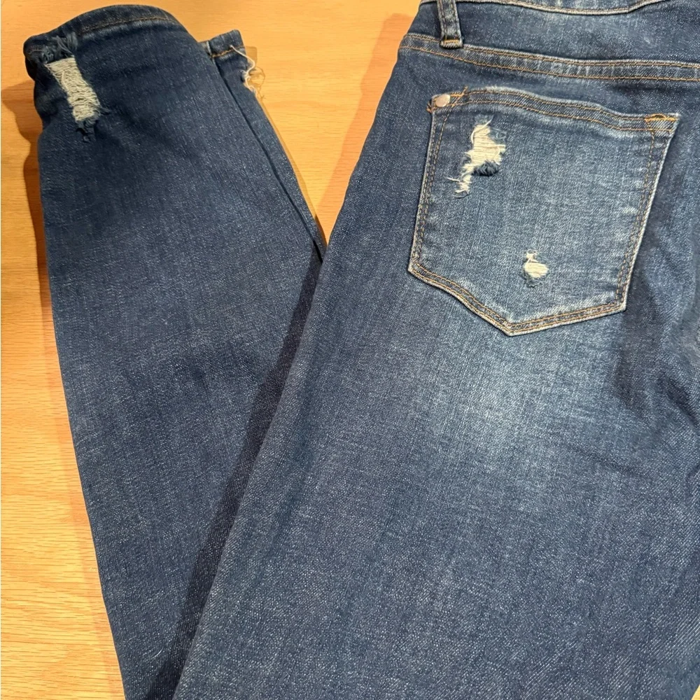 Judy Blue Distressed Dark‎ Blue Skinny Jeans